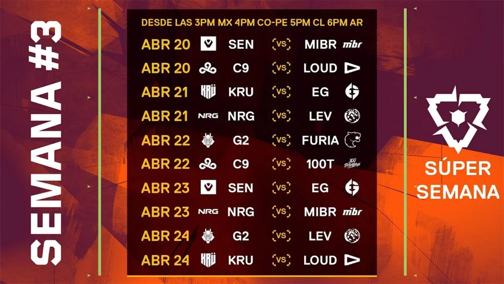 Ya llega la Súper Semana al VCT Americas Stage 1 3 calendario vct